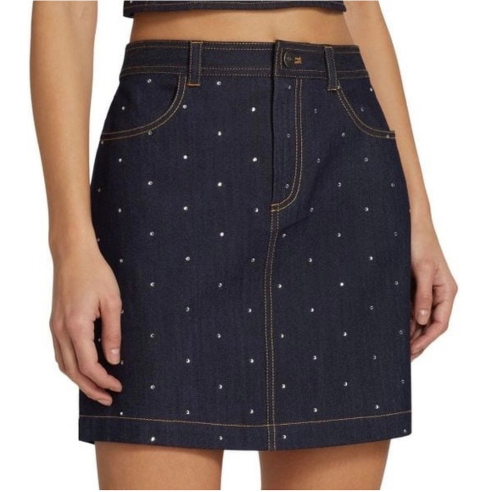 Cinq à Sept Tous Les Jours Ditzy Rhinestone Lynette Denim Mini Skirt